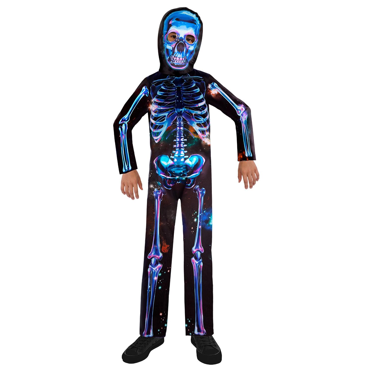 (PKT) (Fix 100/100) (9908578) Child Boys Neon Skeleton Boy - Recycled Costume (4-6yr)