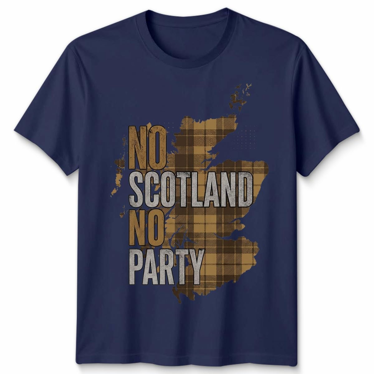 ATTAR APPAREL No Scotland No Party Unisex Football T Shirt Scottish Flag Soccer Fans Navy Gold Scotland Slogan Graphic Tee Unisex 3XL — image 1