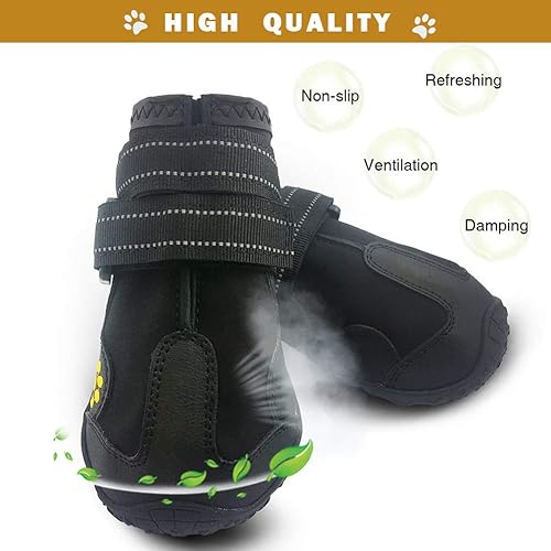 Miniatura 3 de botas impermeables para perro, botas de lluvia para perros, zapatos para perro para exteriores, para perros medianos a grandes, con dos tiras de