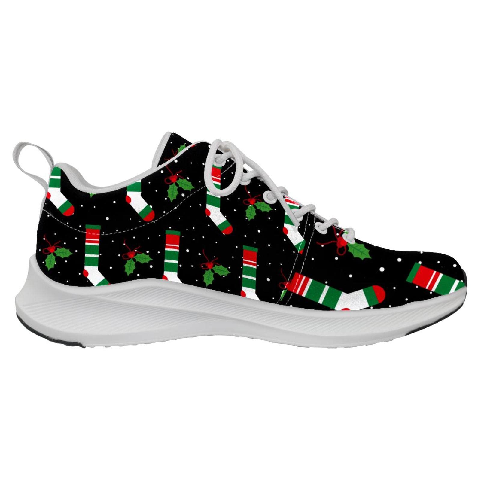 Sneakers personalizzate Scarpe da passeggio leggere Running Athletic Casual Sneakers Natale Inverno Nero, multicolore, 4 US