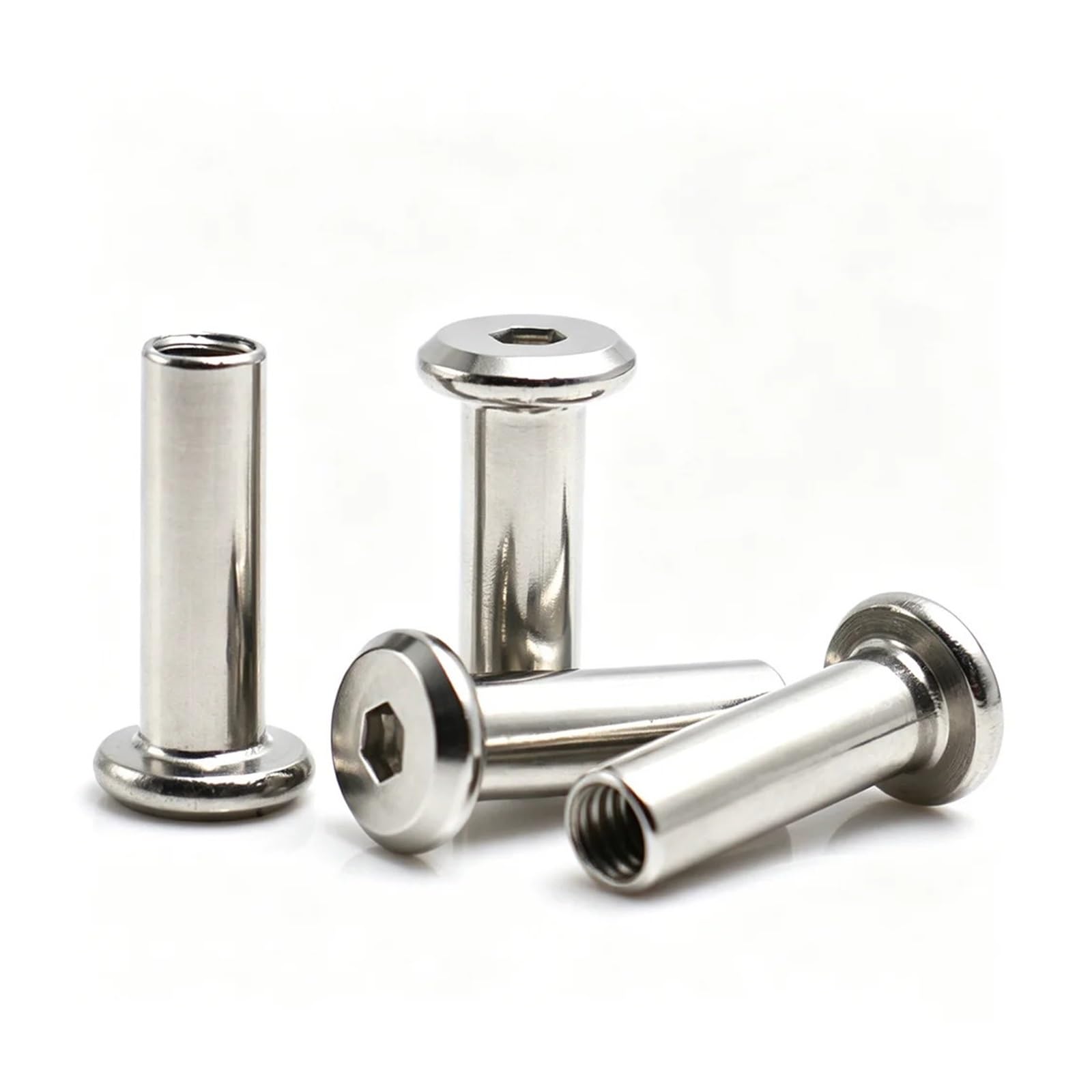 6/12pc In Acciaio Inox 304 Smussato A Testa Piatta Dadi Di Accoppiamento Esagonali Morsetto Giunto Bloccaggio M2-M10(55mm,M8(od 10) x6pcs)