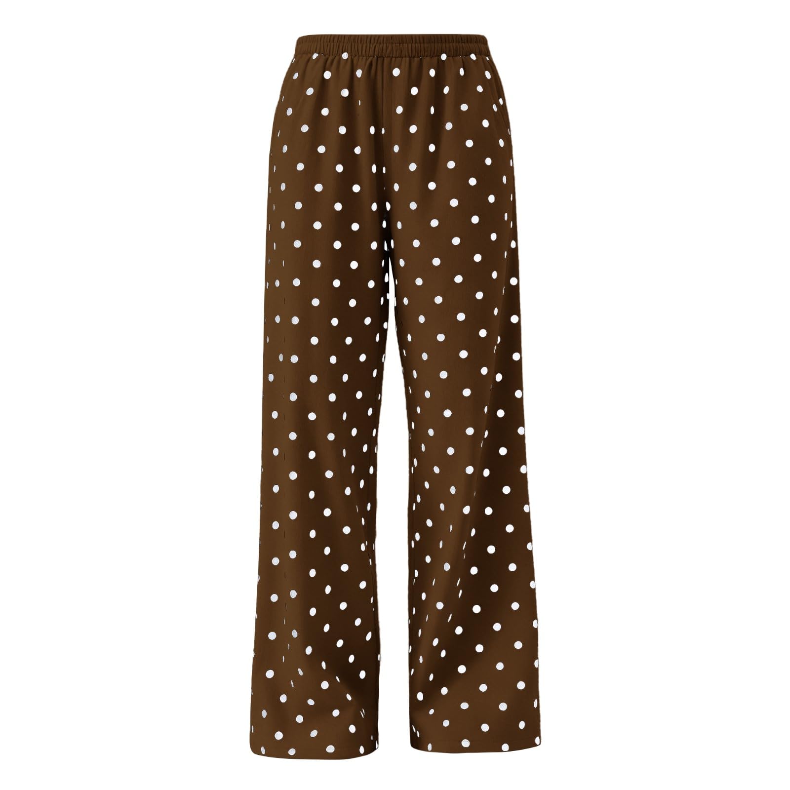 Pantaloni estivi da donna in raso, traspiranti, per il tempo libero, a vita alta, con pois, leggeri, traspiranti, in raso, con elastico in vita, eleganti, larghi