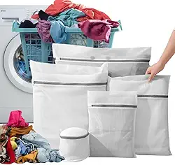 Kit 5 Sacos para Lavar Roupas Delicadas na Máquina de Lavar, Duráveis | Sacos para Maternidade | Proteção Total Contra Danos e Desgaste | Zíper Reforçado | Perfeito para Roupas Íntimas
