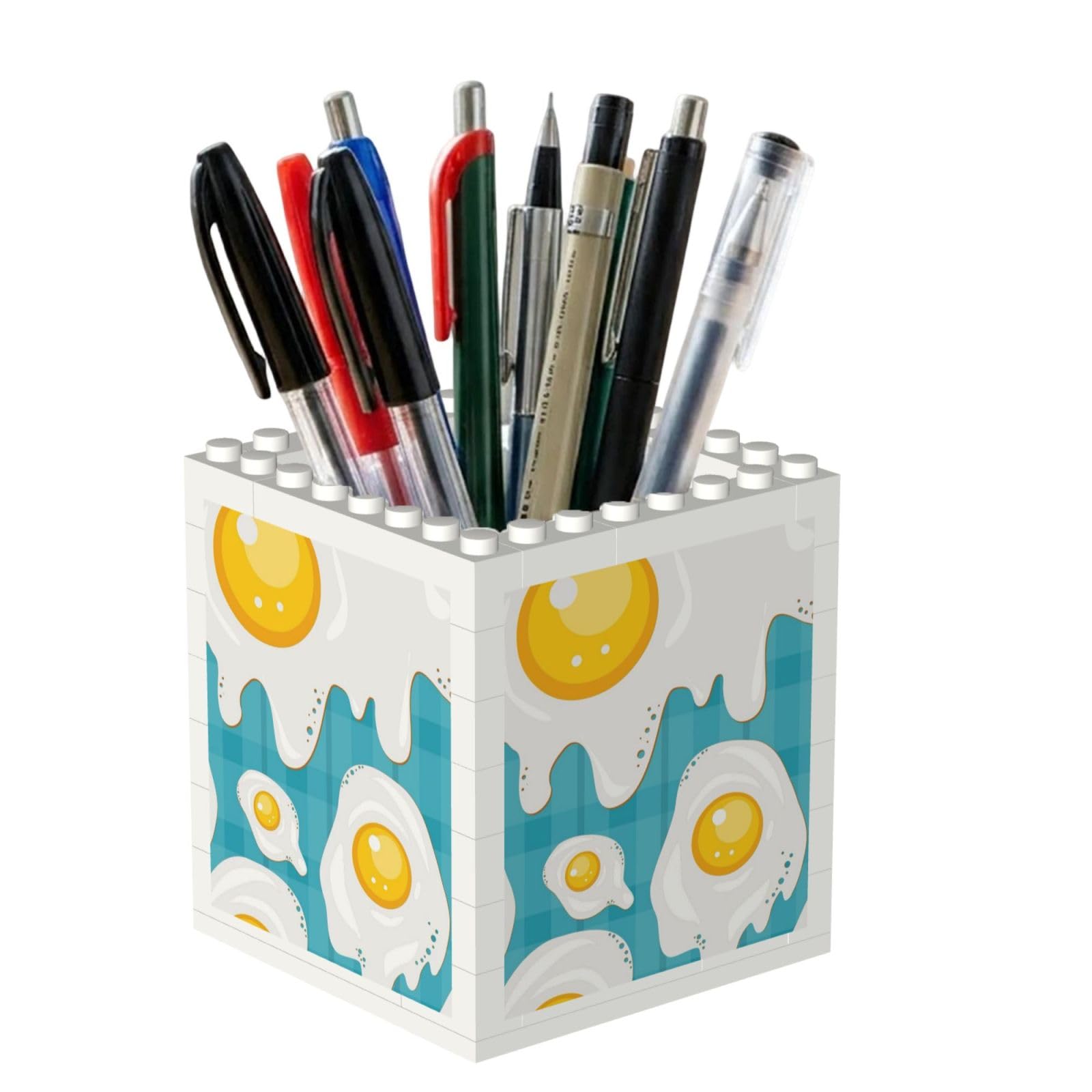 Poadnly Fried Egg Food, Pen Pot Pencil Holder for Office Home School, Compact Desk Organiser for Office Stationery