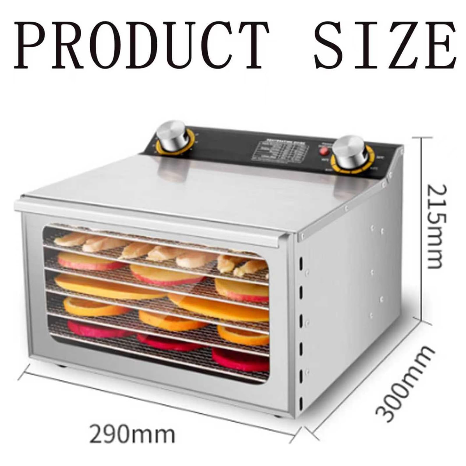 Secador Liofilizador De Frutas Y Verduras De 6 Capas, Máquina Secadora De Alimentos De Acero Inoxidable De 400 W, 12 H Ajustables, Temperatura De 30 a 90 ℃, Secado Uniforme De 360°, Para Frutas