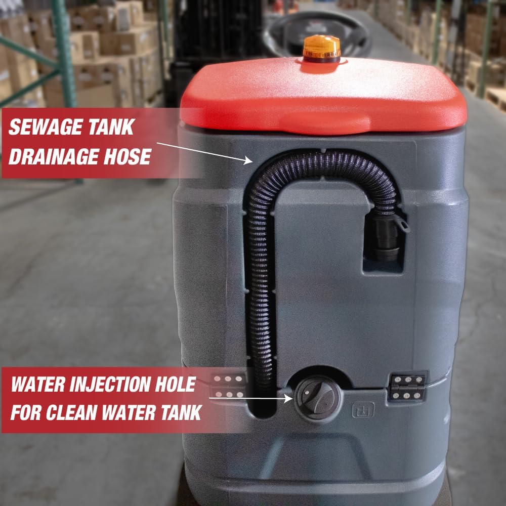 Commercial Ride-On Floor Battery Powered Scrubber Machine, 22" Brush, Complete Set of Parts, , With Two 22" Brushes, 5 Hours Continuous Working Time, 17 Gal Tank, 36,166 Sqft/H Efficiency 17456