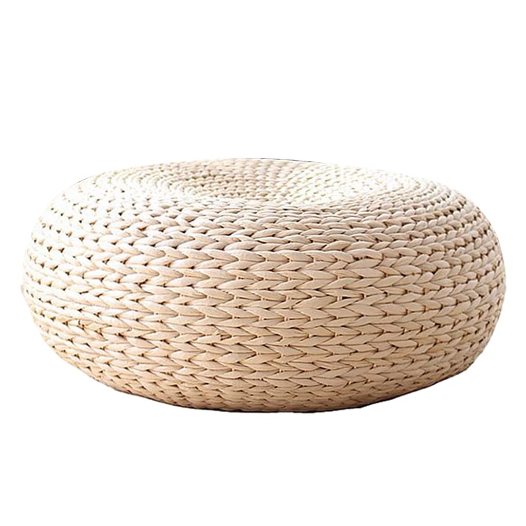 perfk Cojín de Asiento de Paja de 40 Cm de Diámetro para Esterilla de Yoga Puf Suave Cojín de Tatami Alfombrilla de Cojín para El Uso en Inter