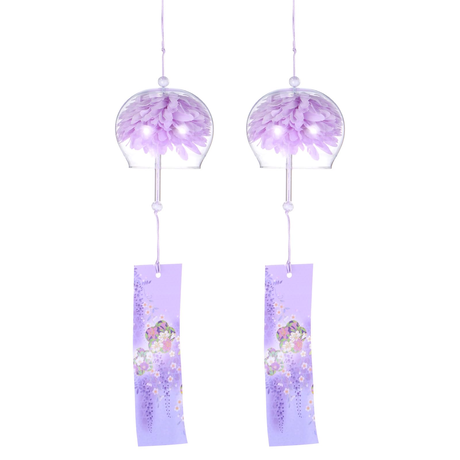 M METERXITY 2-Pack Japanese Wind Chimes, Glass Wind Bells Handmade Pendant, Glass Hanging Wind Chimes for Outdoor/Garden/Patio/Home/Yard Decoration [Purple]