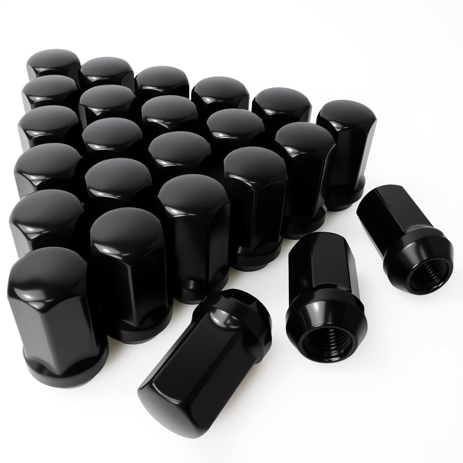 M14x1.5 Lug Nuts, 7/8" Hex, 1.75" One-Piece Design Wheel Lug Nuts for 2008-2024 Chevy Silverado GMC Sierra 2500 3500, 2012-2024 Ram 2500 3500 Fit for OEM 611-236|611-330(24Pcs,Black)