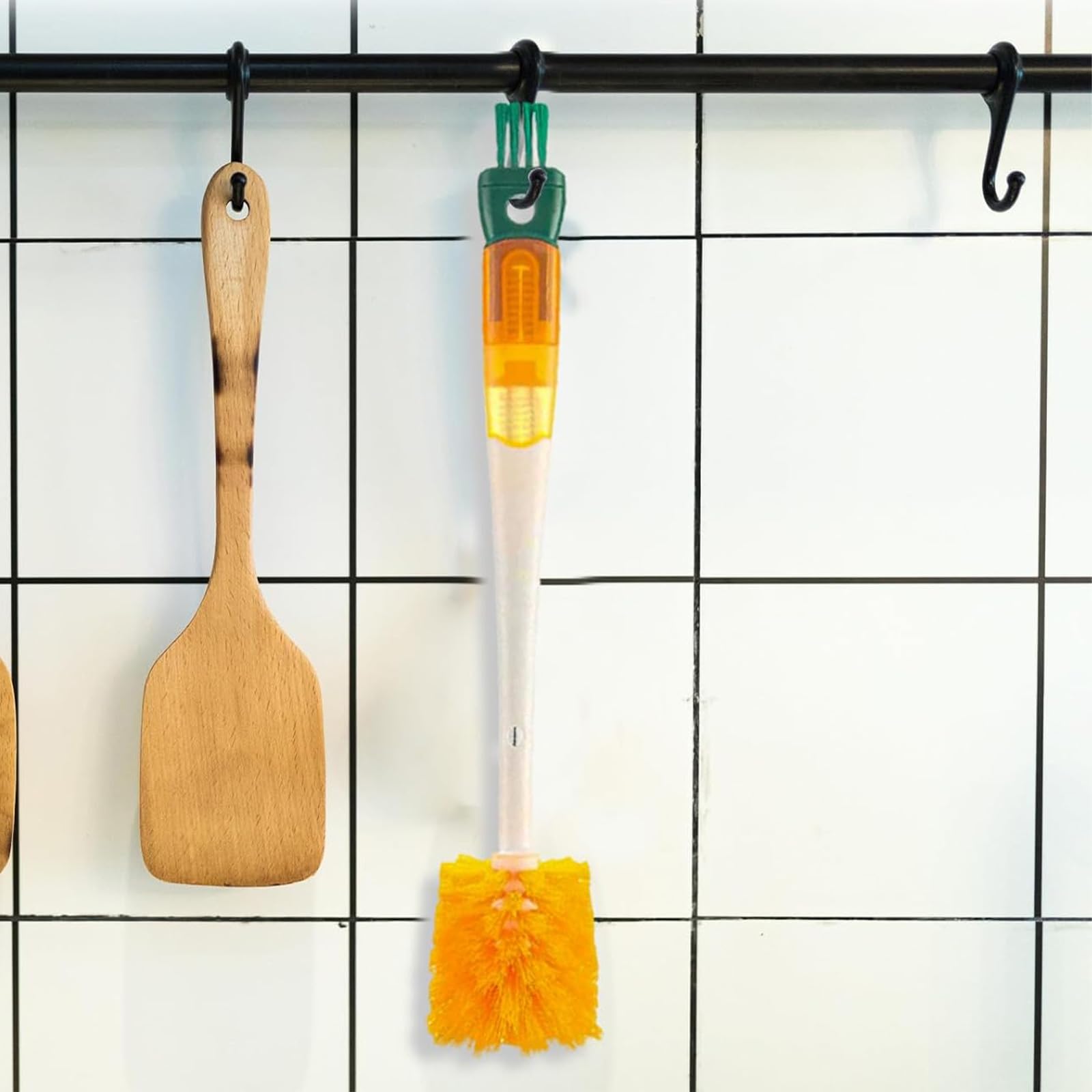 Pulisci Borraccia, 5-in-1 Scovolino Biberon, Pulisci Bottiglie Staccabile, Manico Lungo, con Fori per Appendere, per Biberon, Bicchieri D'acqua e Bottiglie per Bevande