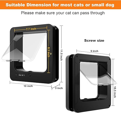 Miniatura 3 de Puerta inteligente para gatos con sensor de 3 collares, collar de puerta de gato RFID activado con control remoto, puerta automática para mascotas