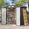 Breezestival 6x4 FT Outdoor Storage Shed, Metal Garden Tool Shed with Sloping Roof & Lockable Door for Patio Lawn Backyard (Black)