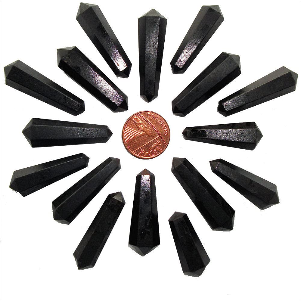 1 x 6 Faceted DT Crystal Vogel Wand 30-40mm (Black Tourmaline)