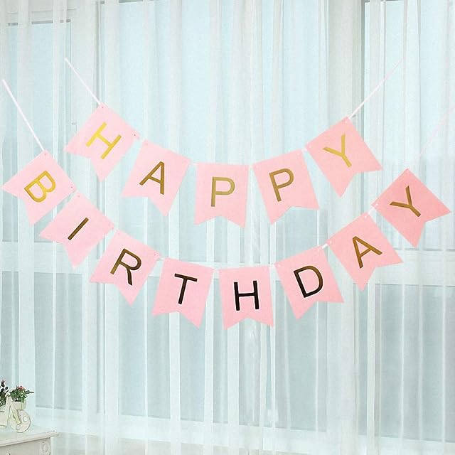 EACHHAHA Happy Birthday Banners,Pastel Birthday Banners Happy birthday garland Birthday Bunting,Birthday praty decorations,Perfect for Indoor and outdoor Birthday Parties(Pink)
