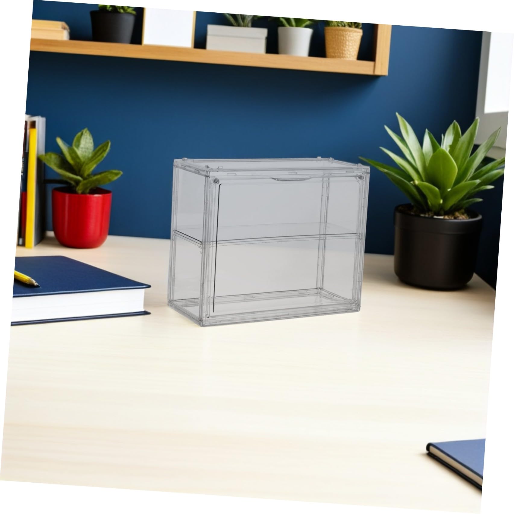Outanaya Vitrina Acrílica Doble Capa para Réplicas de Coches y Aviones, Caja de Exhibición Transparente Antipolvo Alta Visibilidad para Oficina y Exposición