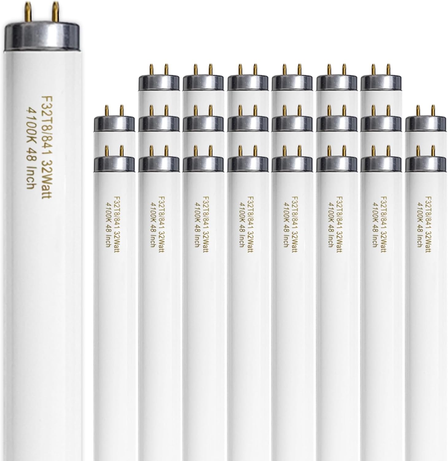 23 Pack F32T8/841 32W 48 Inch T8 Fluorescent Tube Light Bulb 4100K Cool White Light, 4ft Fluorescent Bulb 2800 Lumens, FO32/841/ECO G13 Medium Bi-Pin Base 32W-23Pcs-Cool white