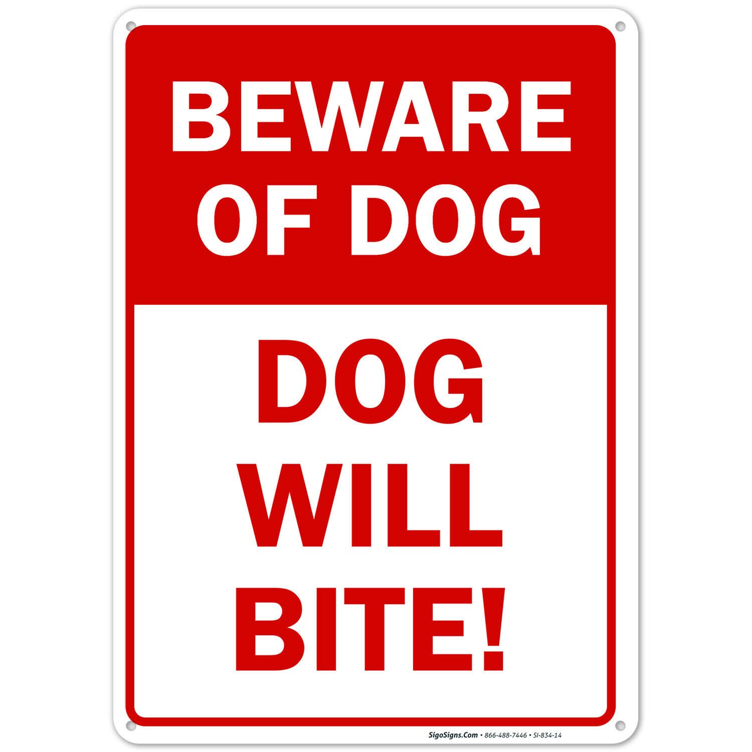 Inga R2179 Beware Of Dog Dog Will Bite Sign Funny Retro Metal Sign 8X12 Inches