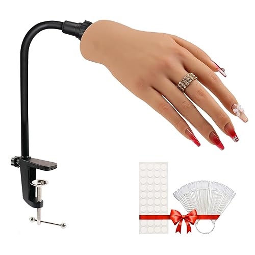 Mano de práctica de silicona para uñas acrílicas, práctica de mano de uñas de silicona, mano de uñas de silicona para espectáculos, mano de