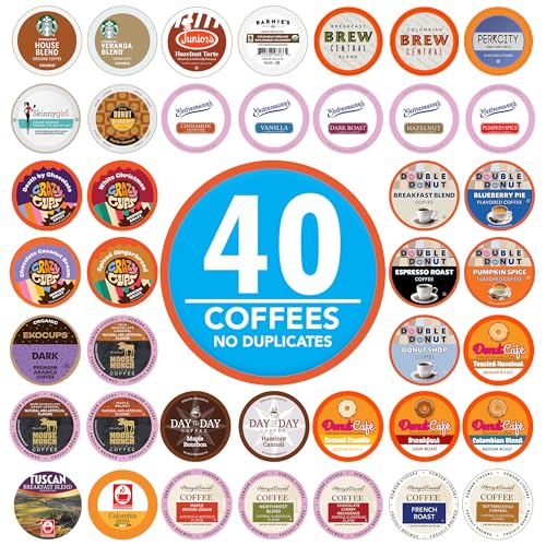 Coffee Pods Variety Pack Sampler, Assorted Single Serve Coffee for Keurig K Cups Coffee Makers, 40 Unique Cups