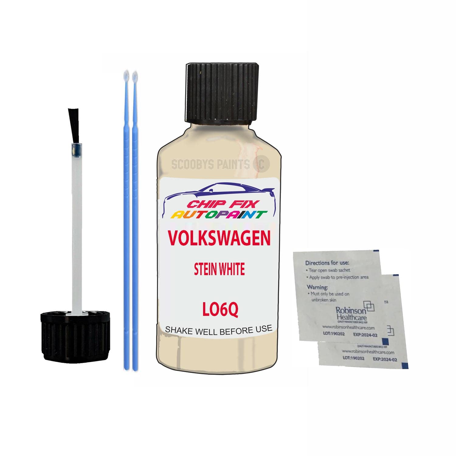 Scoobys Paints Back In The Mix Stein White Touch Up Paint For Volkswagen/Vw T4 Van/Camper Lo6q 1976-2001 30Ml Bottle Brush Scratch Stone Chip Repair Pen
