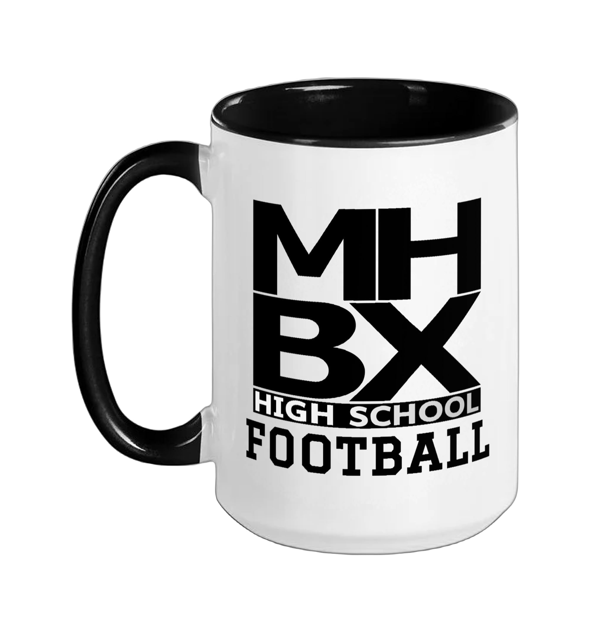 Mott Hall Bronx Logo Football Ceramic Mug, Black/White, 15oz