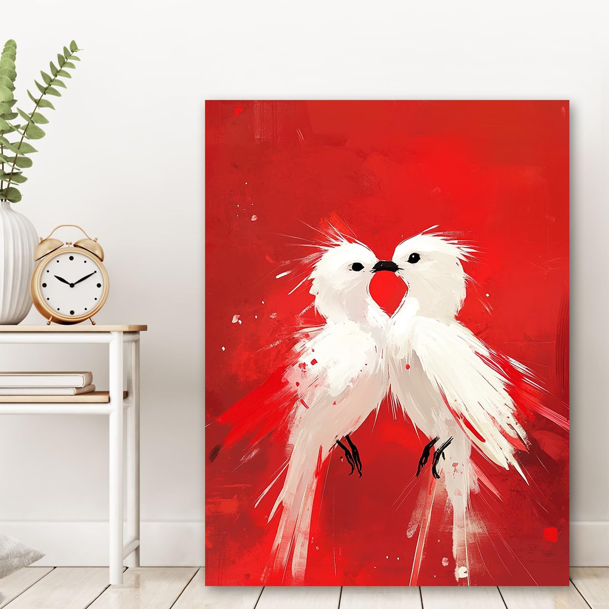 TOANGWALL Arte mural enmarcado en lienzo contemporáneo cartel de fondo rojo con un fondo rojo pintura de murales románticos para salón cuarto de bebé decoración del hogar 75x115cm
