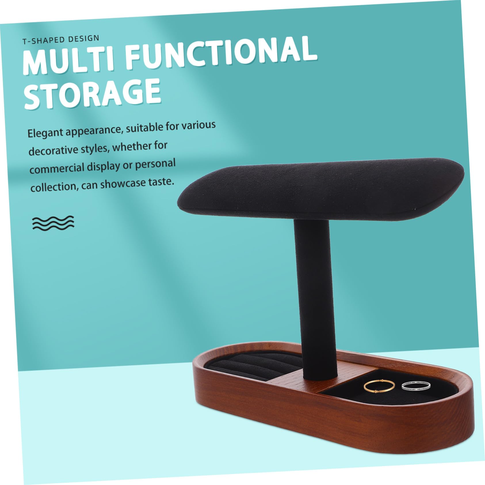 ULTECHNOVO Massiver Schmuckständer mit T-bar Design für Ringe und Armreifen Stabile Struktur und Filzbeschichtung für Ladentheke oder Vitrine