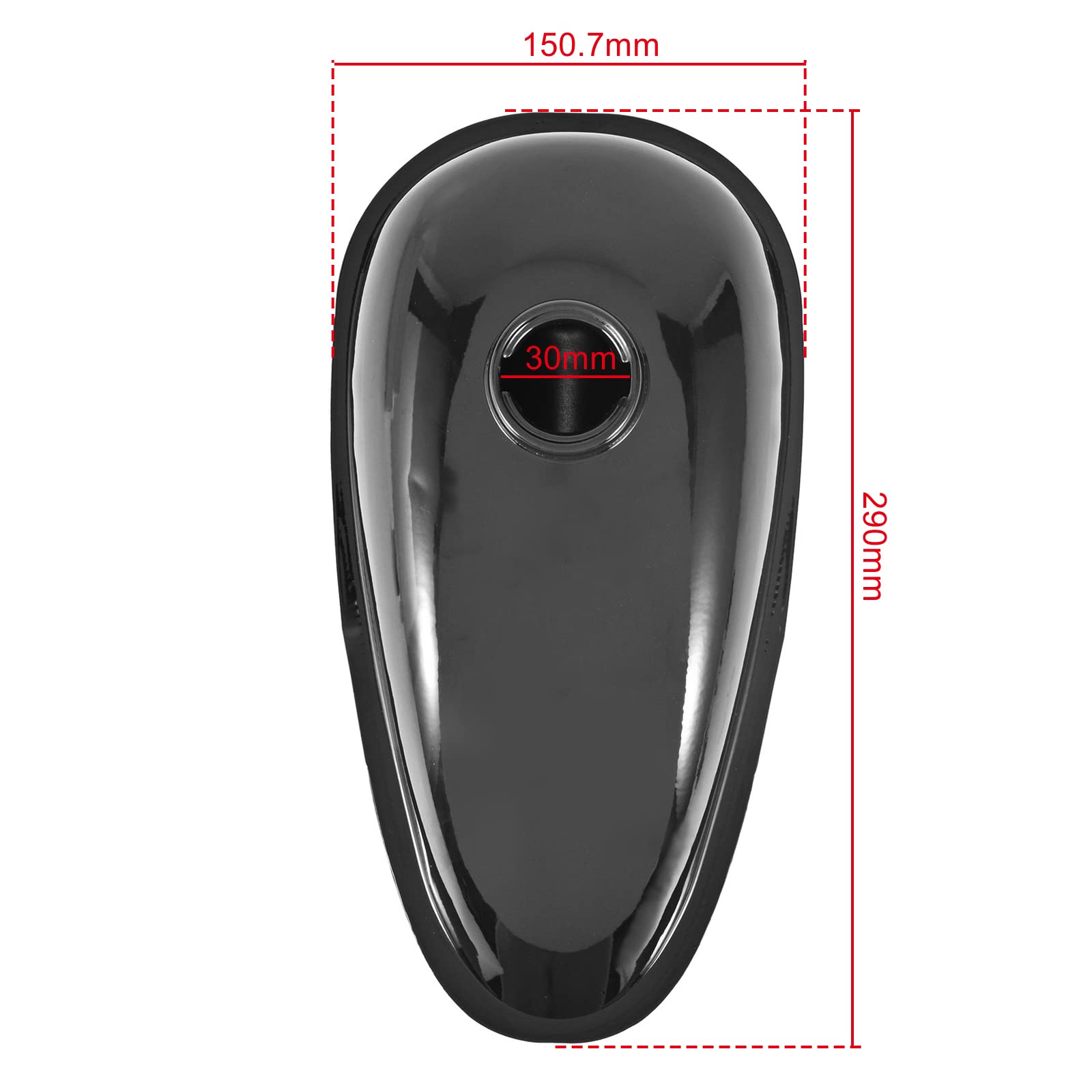 Réservoir de carburant en métal de qualité supérieure Trkimal avec robinet, bouchon pour vélo motorisé 49cc 50cc 60cc 66cc 80cc, noir Réservoirs d'huile pour moteur de vélo (2L/0,53 gallons)