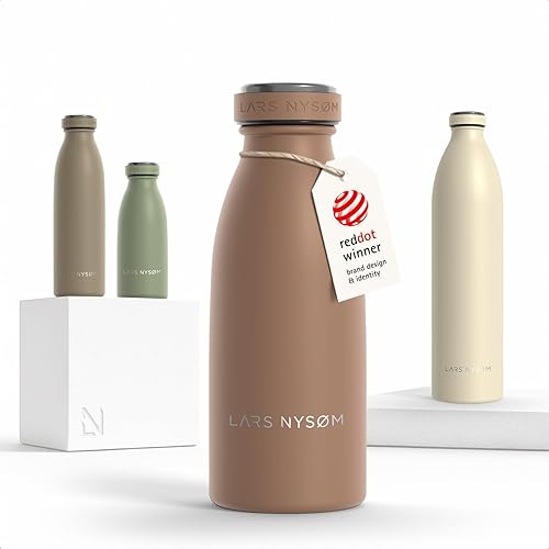 Miniatura 52 de LARS NYSØM Botella de agua aislada de acero inoxidable de 12 onzas, 17 onzas, 25 onzas, 34 onzas, 51 onzas, frasco térmico aislado para bebidas