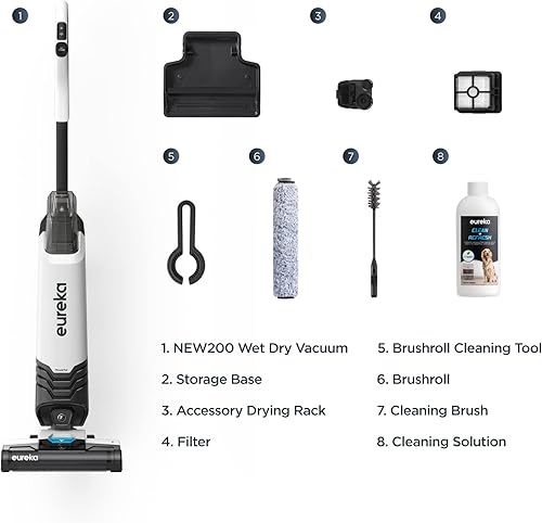Miniatura 8 de Eureka Aspiradora y trapeadora todo en uno para sistema de autolimpieza ligero de múltiples superficies, para suelos duros y alfombras, 2 en 1, con