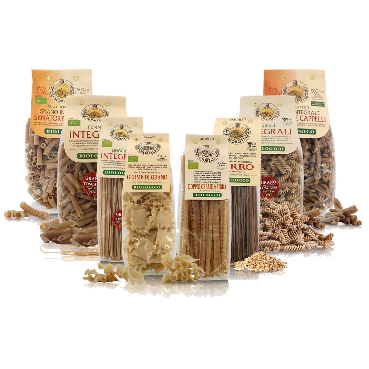Antico Pastificio Morelli - Makaron pełnoziarnisty Artisan - Pudełko Mieszane 8 rozmiarów - 3,5 kg