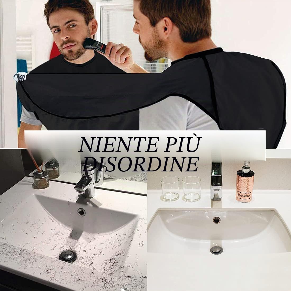 Telo Barba da Specchio, Grembiule da Barba per Raccogli Barba, Impermeabile, Antiaderente, con 2 Ventose, Regalo per Uomini