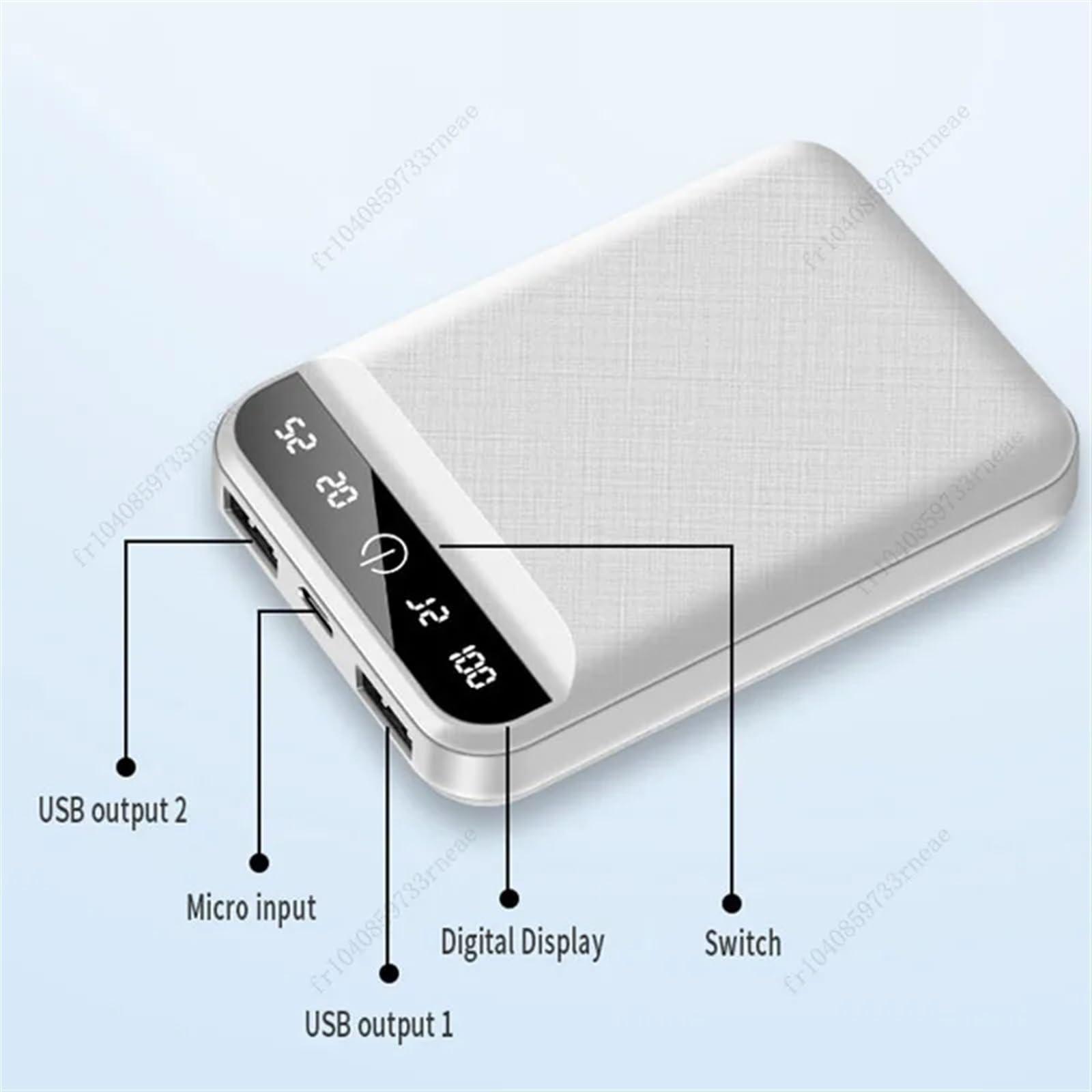 Power Bank 30000 MAh Dwukierunkowe Szybkie Ładowanie PowerBank Cyfrowy Wyświetlacz Przenośna Zewnętrzna Ładowarka Do Baterii Kompatybilna Z IPhonem (Size : Black)