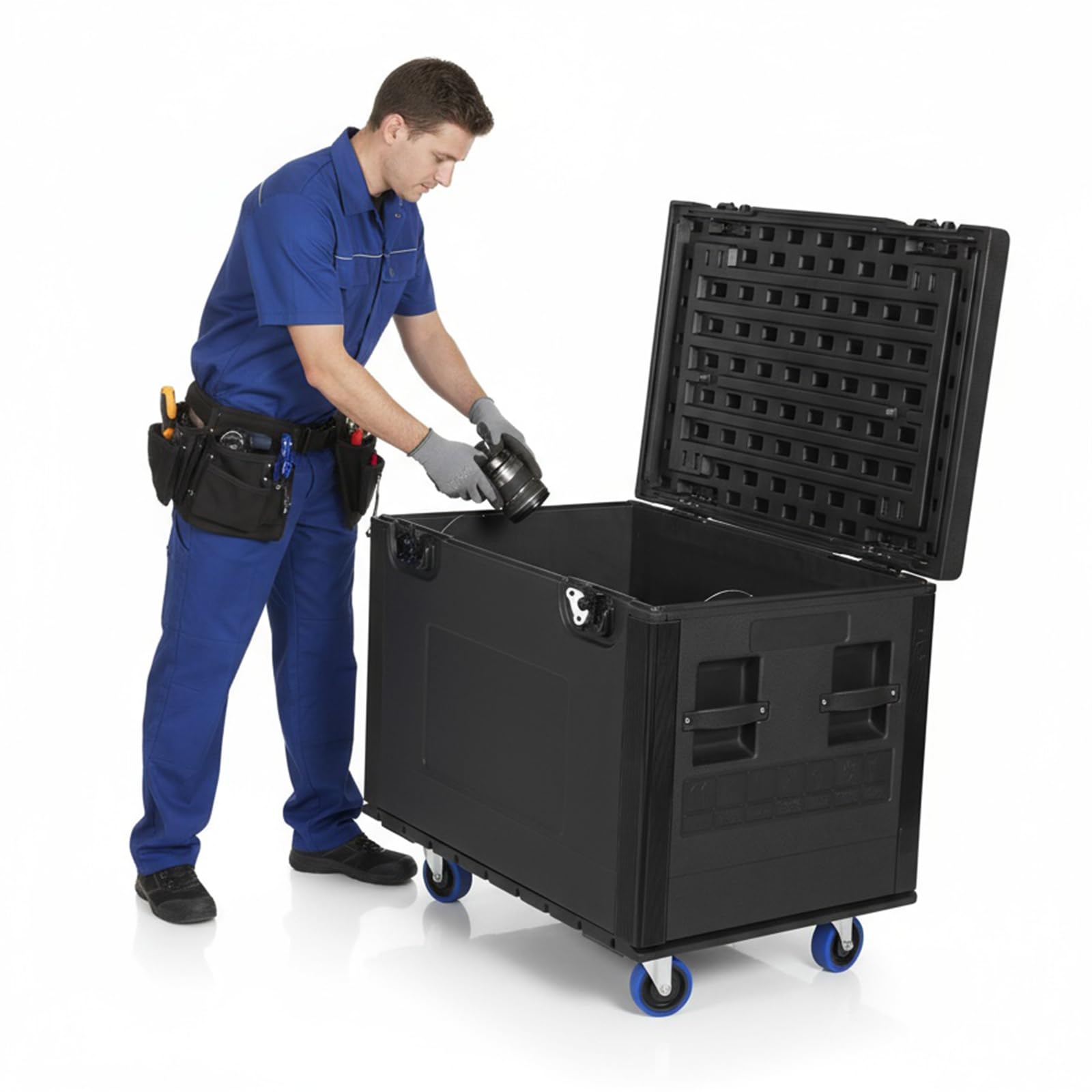 Abschließbarer Rollen-Aufbewahrungskoffer mit Radantrieb, wasserdicht, 88,9 x 55,9 x 61 cm für Pro-Audio & DJ-Geräte