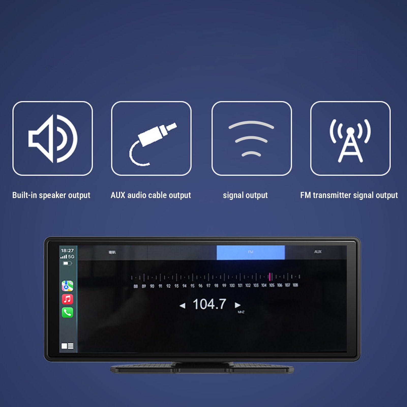 Przenośne samochodowe stereo, szeroki kąt widzenia 140 stopni, ABS