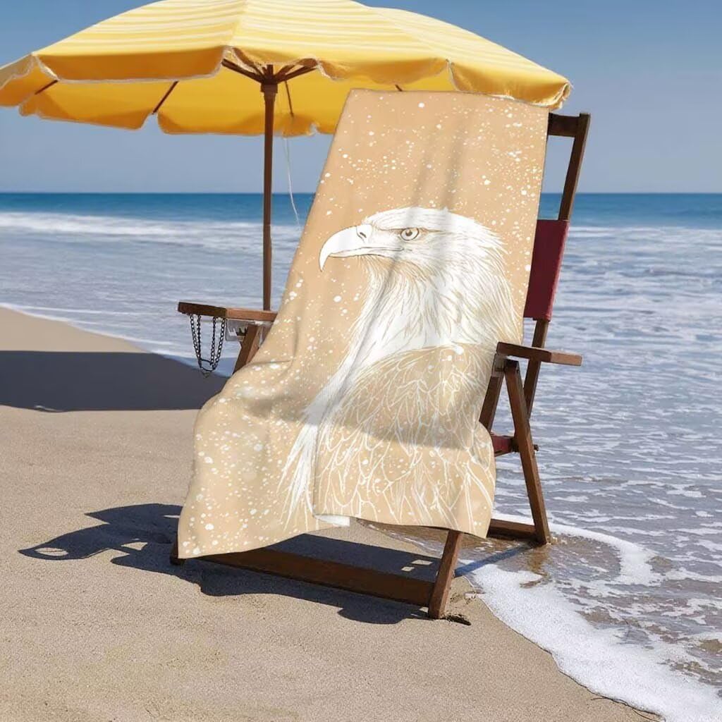 Telo Mare XXL 220x100cm/35x70cm, 2 Set Telo Mare Microfibra Aquila Asciugamano Palestra Uomo, Antisabbia, Leggero, Asciugatura Rapida, Teli da Spiaggia Grandi Accessori per Camping Natation Yoga B-60