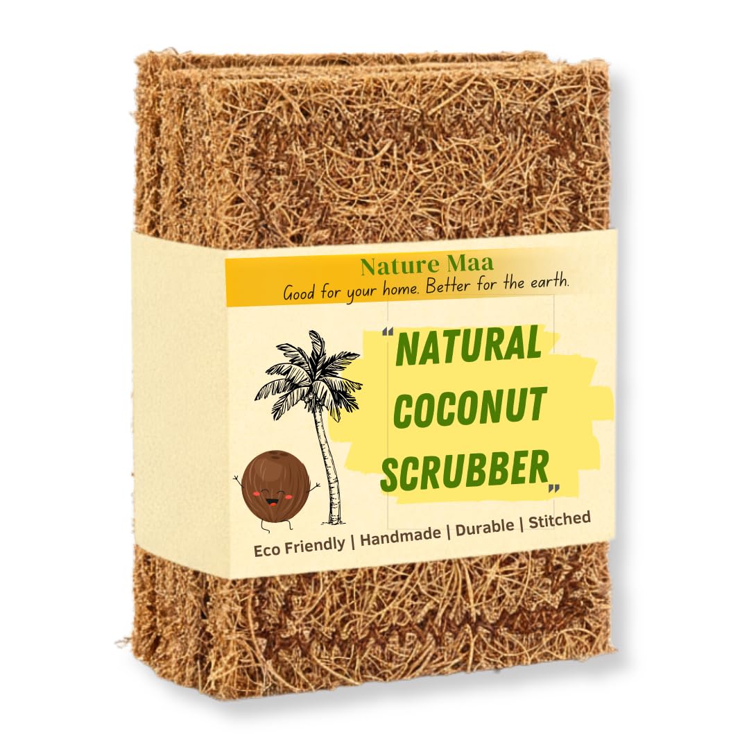 Coconut Coir Scrubber for Utensils & Dishes | 100% Natural Eco-Friendly Kitchen Scrub Pad for Tough Grease | Non-Plastic, Durable & Flexible for Home Use (Pack of 10)-image-35