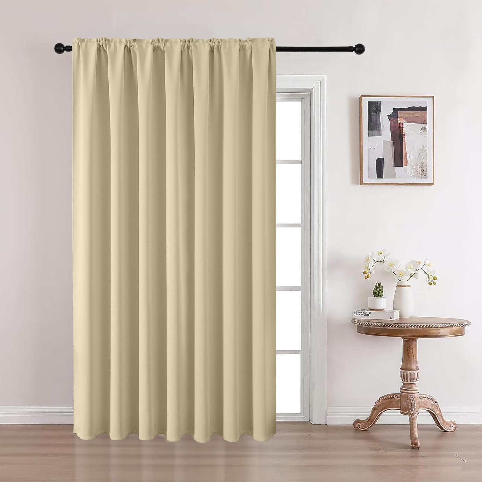 CUCRAF Custom Blackout Curtains 1 Panel, Rod Pocket Room Darkening Curtain for Bedroom Living Room, Thermal Insulated Light Blocking Window Drapes (