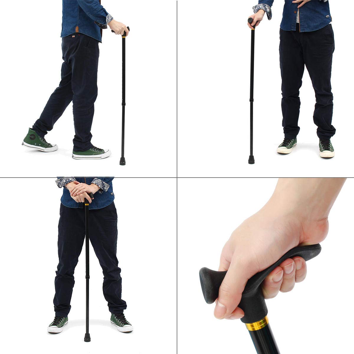 Mango ergonómico de Altura Ajustable bastón de Ayuda para la Artritis, Agarre cómodo de Seguridad, Derecha
