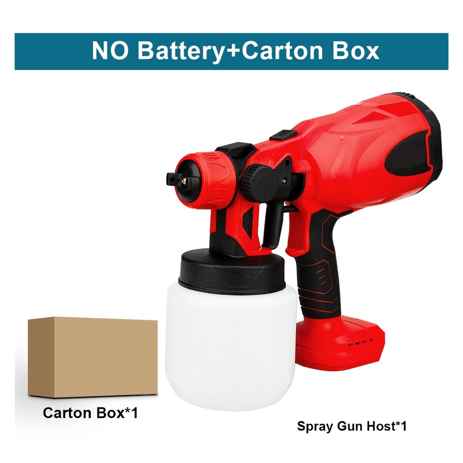 Pistolet natryskowy, 800ML bezprzewodowy elektryczny pistolet natryskowy przenośny pistolet do malowania mebli meble samochodowe powłoka stalowa graf kompatybilny z akumulatorem 18V | No Battery Red