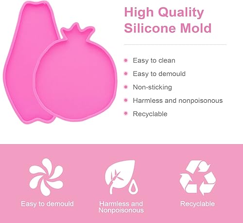 Miniatura 3 de 2 moldes de resina de silicona para granadapapaya, moldes de silicona de ágata geoda para resina epoxi moldes de fundición de resina para bricolaje,