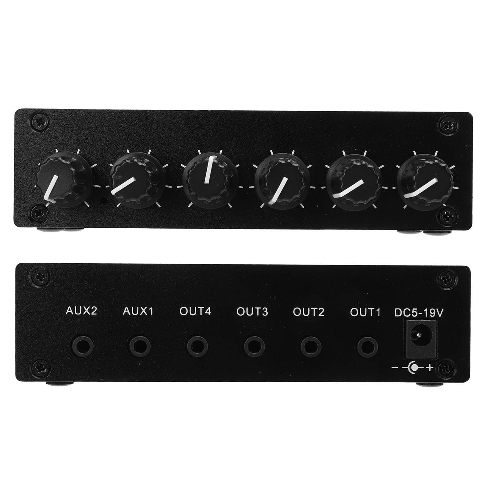 Shipenophy Headphone Amplifier, 2 Way Input 4 Way Output InterferenceGood Dynamic Stereo Splitter DC 5 19V for DVD Speaker