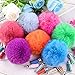 BQTQ 160 Pieces Fluffy Pom Pom Balls with Tassels Keychain Faux Fur Pompoms Keychain with Tassel and Keyrings