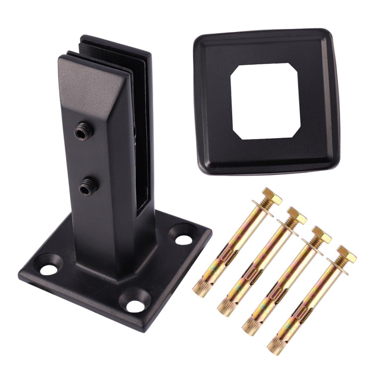 Pince à verre pour fixation escalier et balustrade clip noir mat avec vis