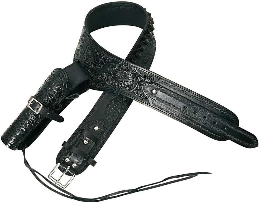 HILASON Western Right Hand Gun Holster Rig 44/45 Caliber Leather Cowboy | Costume Belt