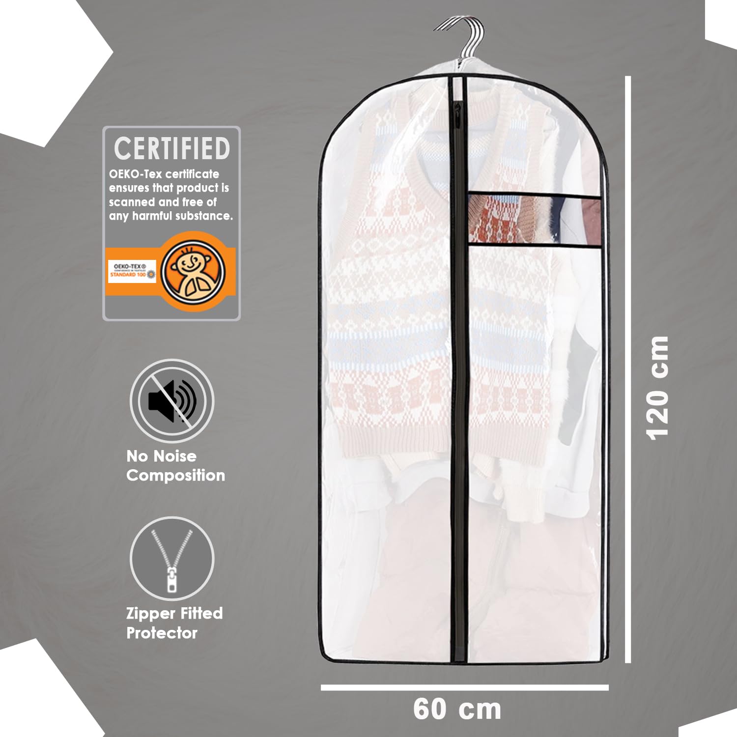 Clothes Cover Bags for Storage Hanging Garment Covers with Zipper, Dustproof & Moth Proof - Image 2