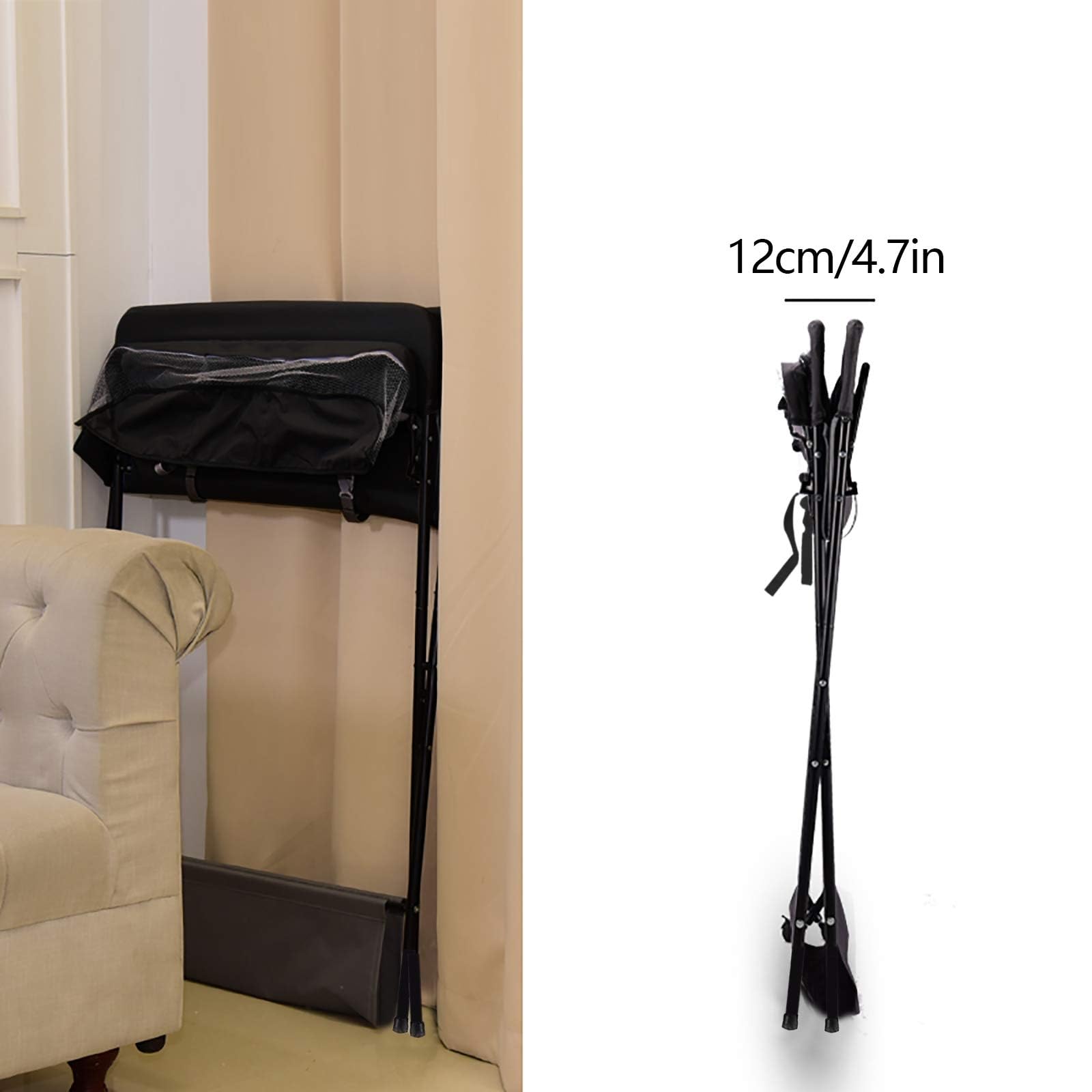 Matelas à langer pliable avec ceinture de sécurité et compartiments pour enfant jusqu'à 12 mois - Noir