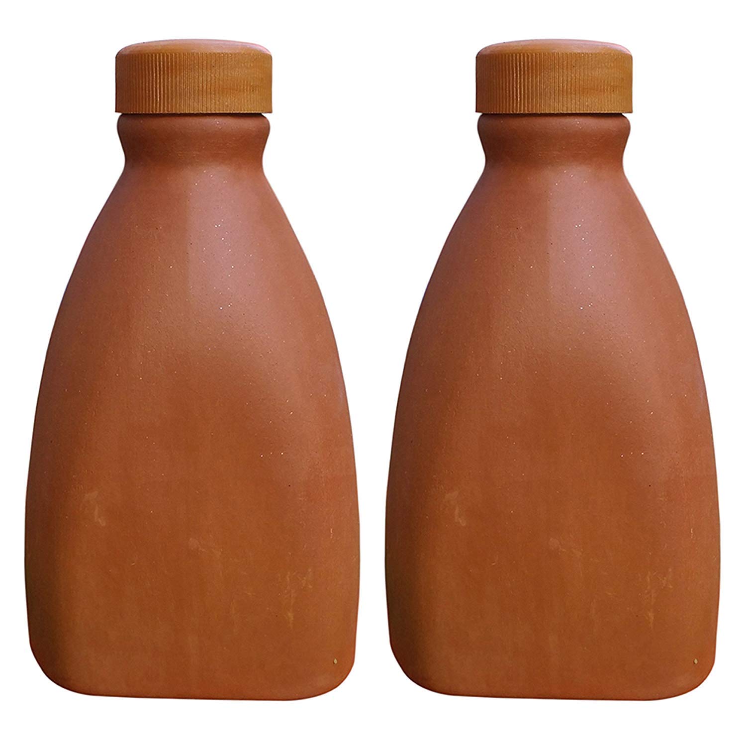 HIMALAYA HANDICRAFTS Clay Small Water Bottle Pack of 2 (500 ML)-image-15