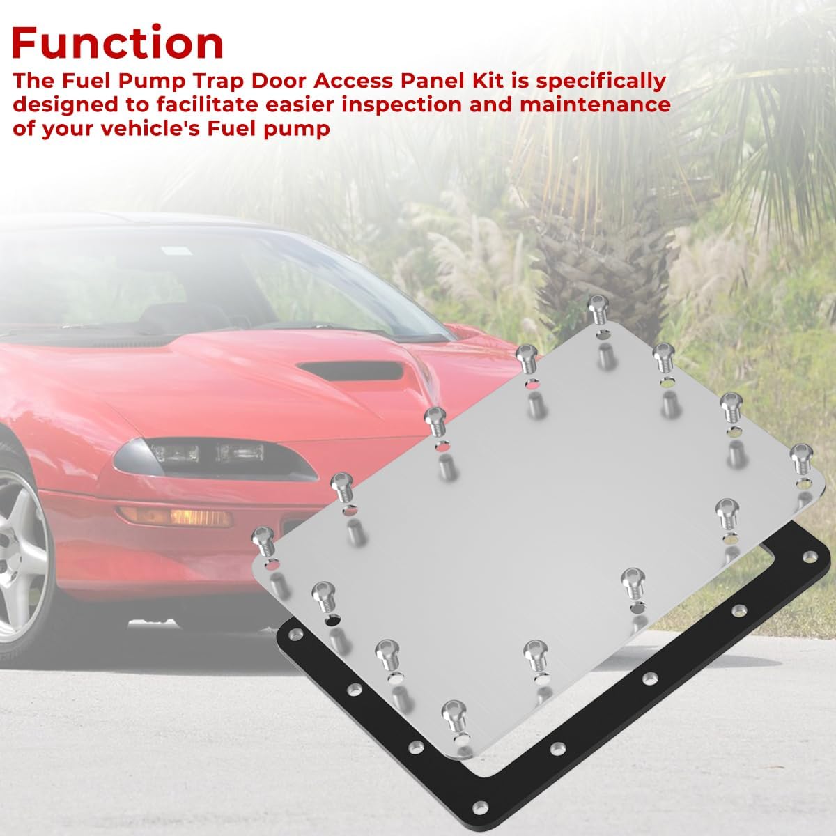 Fuel Pump Trap Door Access Panel Kit for Chevrolet Camaro for Firebird 1982-1997 - Sturdy Aluminum Lid and Steel base (Includes 14 Screws)