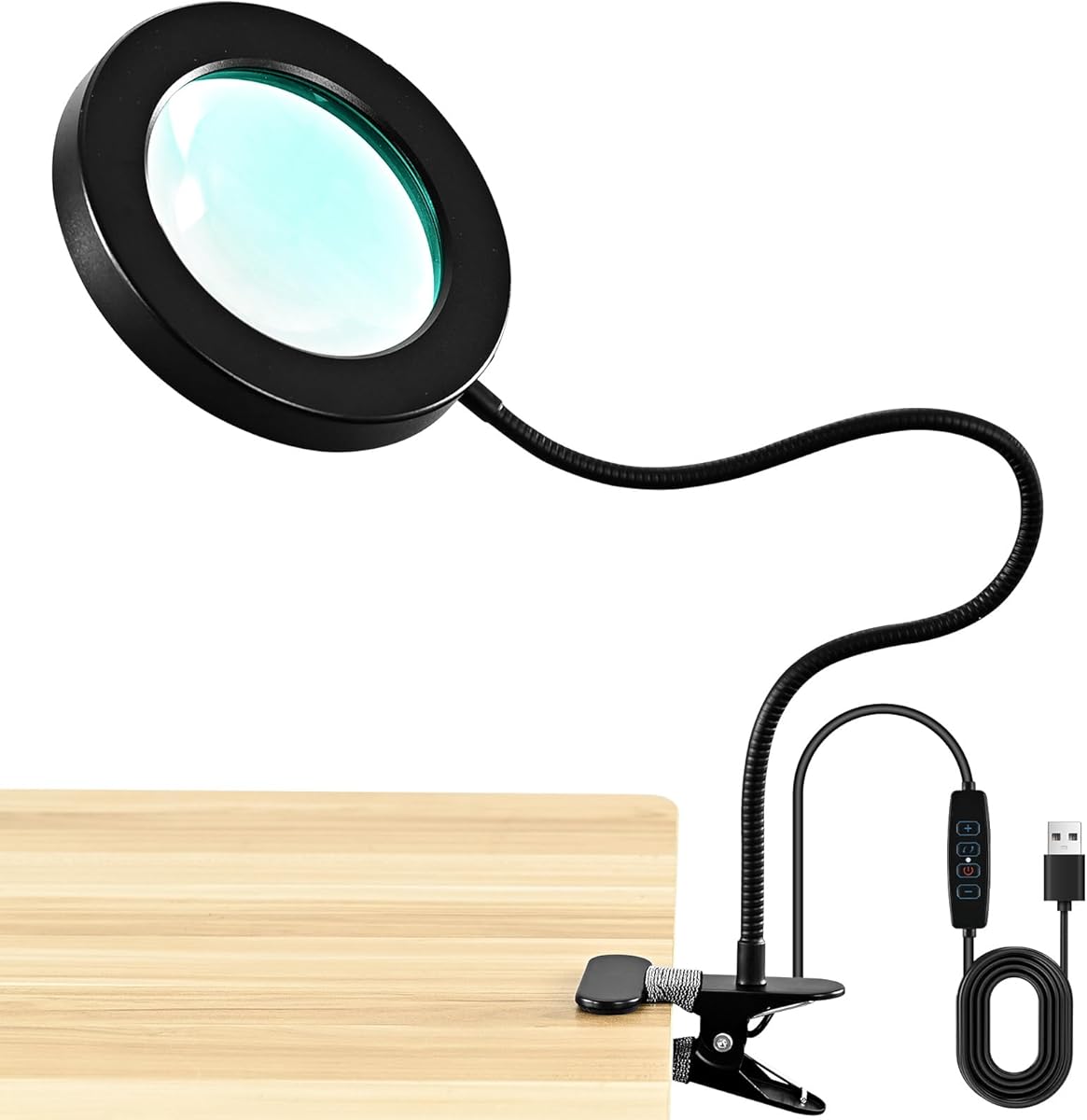 10X Magnifying Glass with Light and Timer, 2 in 1 Magnifying Desk Lamp, 3 Color Modes 10 Dimmable Brightness, Magnifier with Light for Craft Hobby Painting Sewing Close Work(No Adapter)